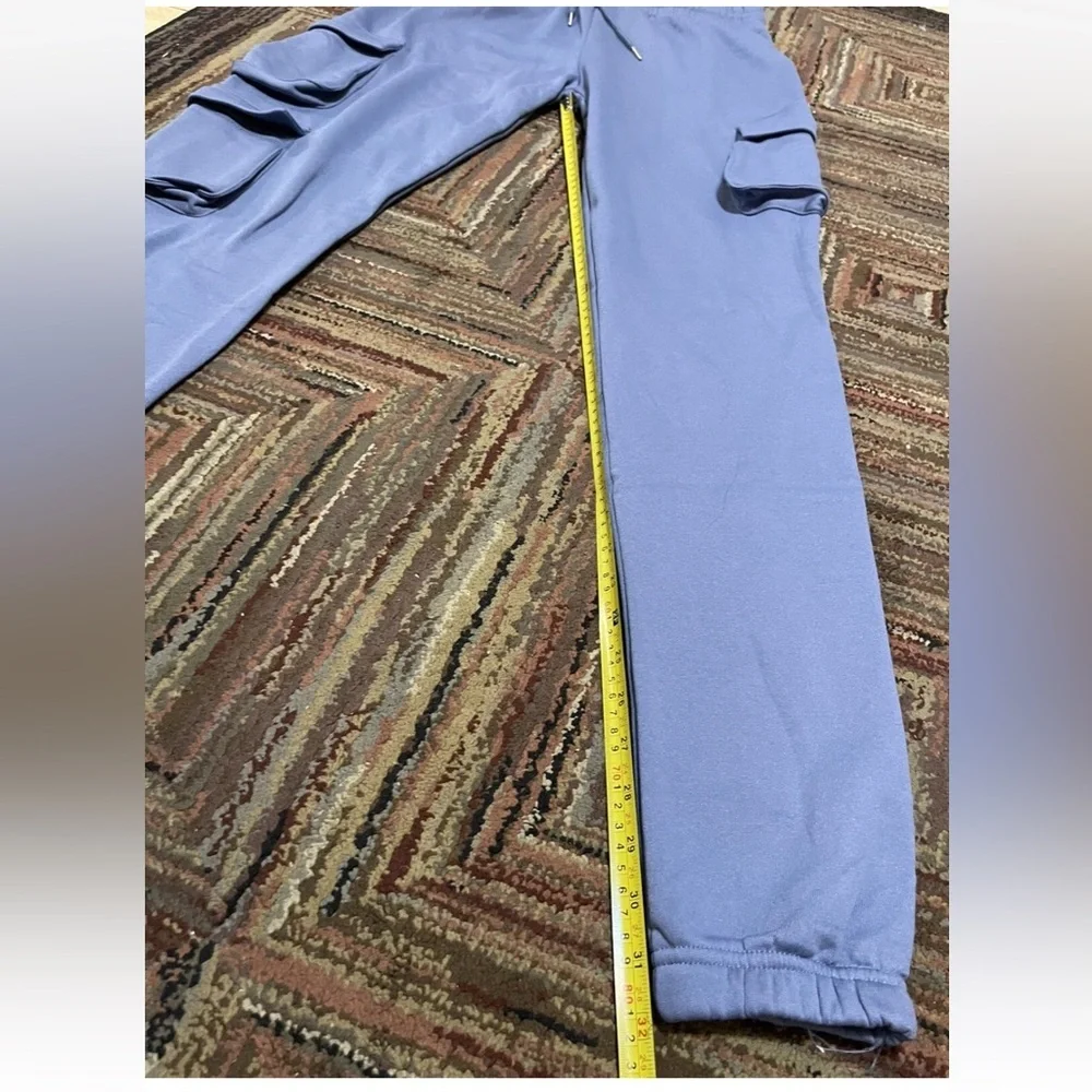 Men's Blue Cargo Pants Rainbow Sweatpants  Jogger Pockets Size L (M) Blue
